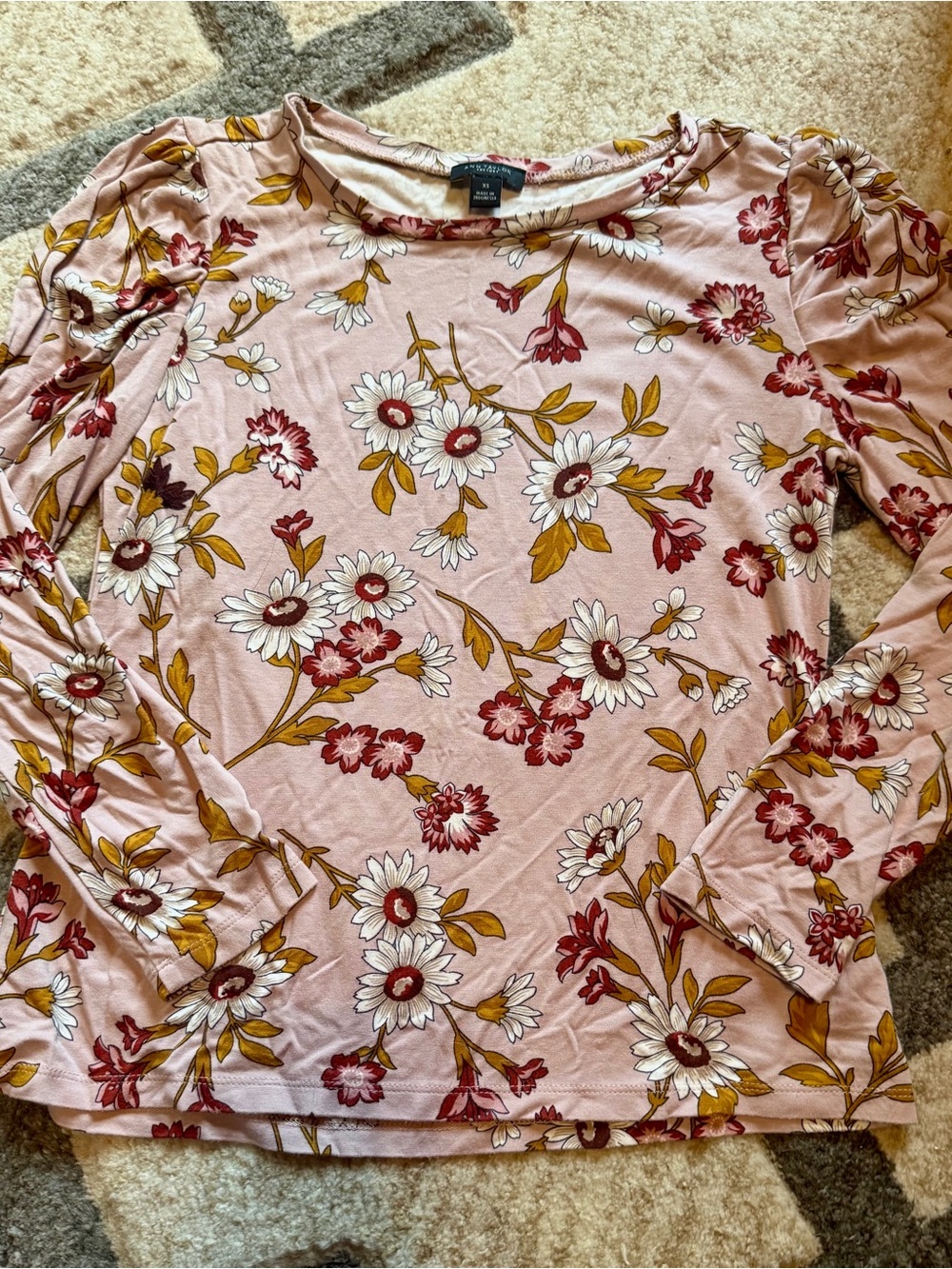 Ann Taylor long sleeve blouse top xs poof shoulder sleeve very soft